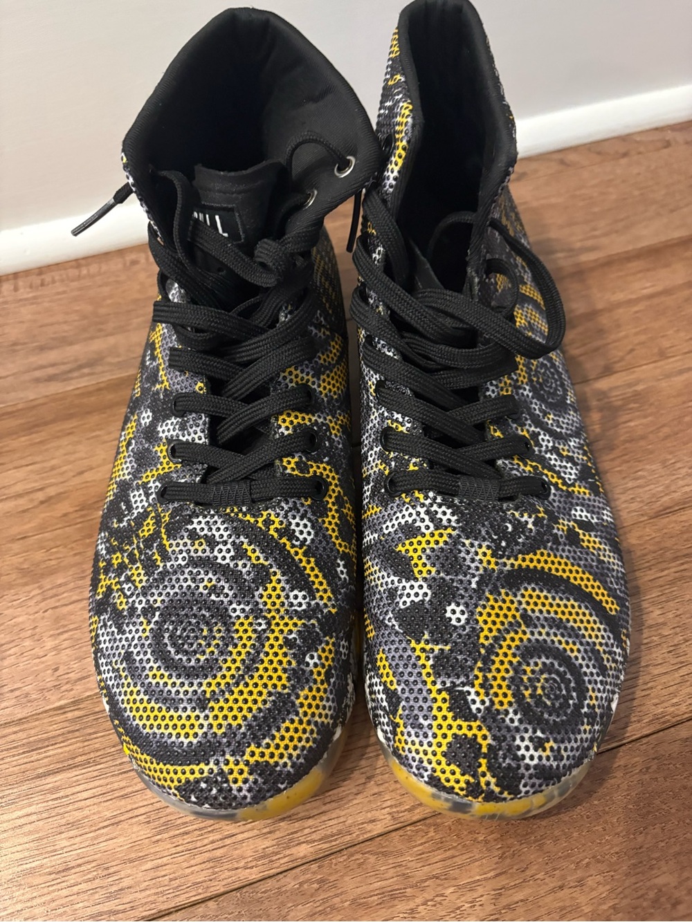 NOBULL Black Yellow Gray Patterned High-Top Training Shoes